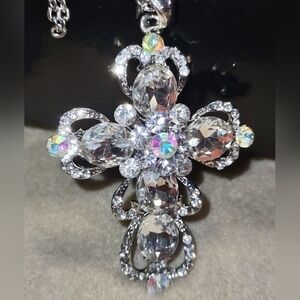 Magnificent Cross w/ White Austrian & AB Crystals